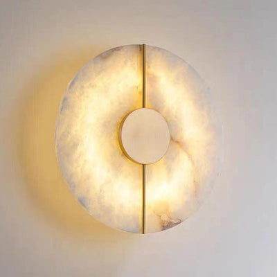 Contemporary Nordic Round Copper Marble LED Wall Sconce Lamp For Bedroom