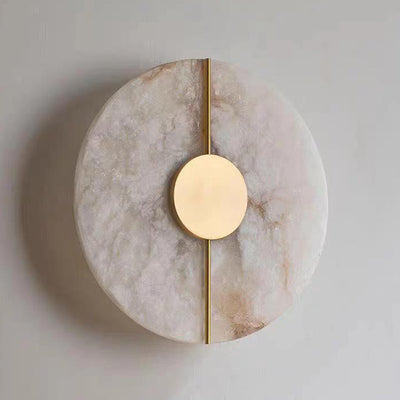 Contemporary Nordic Round Copper Marble LED Wall Sconce Lamp For Bedroom