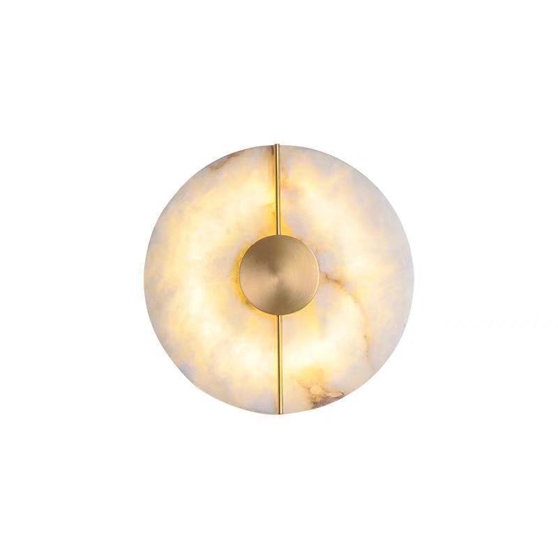 Contemporary Nordic Round Copper Marble LED Wall Sconce Lamp For Bedroom