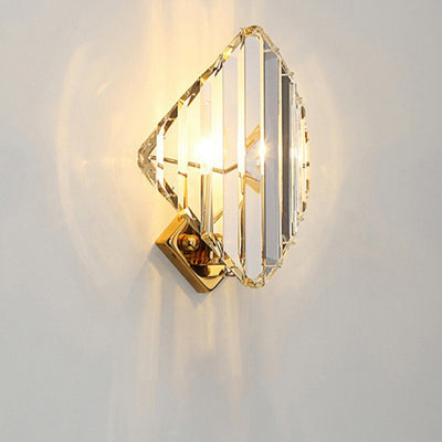 Modern Luxury Square Metal Crystal 1-Light Wall Sconce Lamp For Living Room