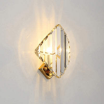 Modern Luxury Square Metal Crystal 1-Light Wall Sconce Lamp For Living Room