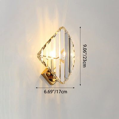 Modern Luxury Square Metal Crystal 1-Light Wall Sconce Lamp For Living Room