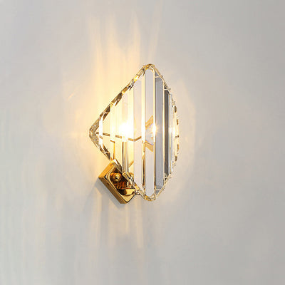 Modern Luxury Square Metal Crystal 1-Light Wall Sconce Lamp For Living Room