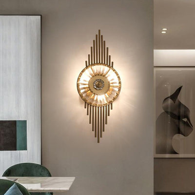 Contemporary Scandinavian Round Metal Crystal 3-Light Wall Sconce Lamp For Living Room