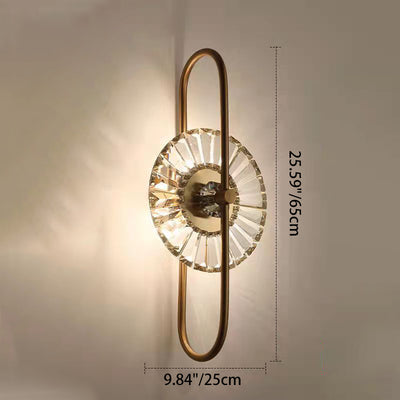 Contemporary Scandinavian Round Metal Crystal 3-Light Wall Sconce Lamp For Living Room