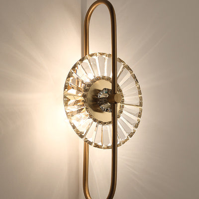 Contemporary Scandinavian Round Metal Crystal 3-Light Wall Sconce Lamp For Living Room