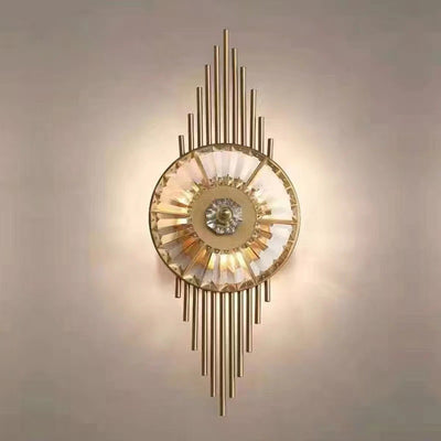 Contemporary Scandinavian Round Metal Crystal 3-Light Wall Sconce Lamp For Living Room