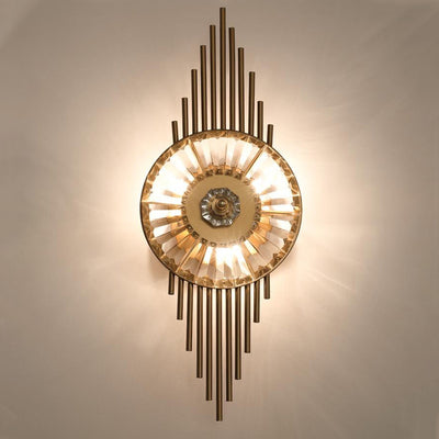 Contemporary Scandinavian Round Metal Crystal 3-Light Wall Sconce Lamp For Living Room