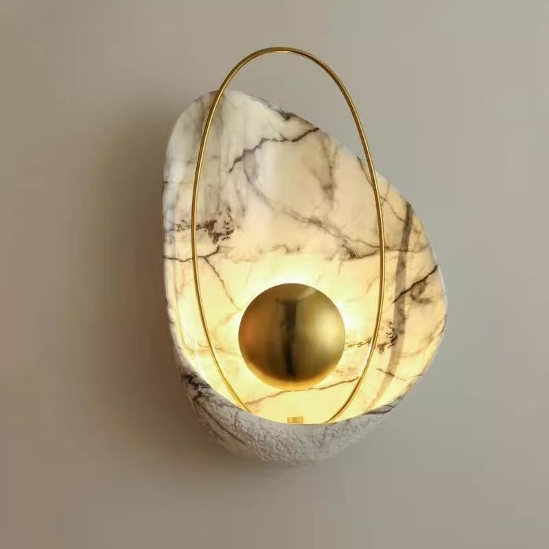 Contemporary Creative Shell Oval Resin Iron LED Wall Sconce Lamp For Living Room