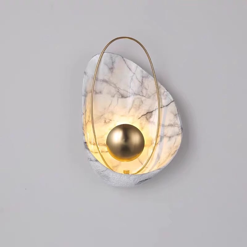 Contemporary Creative Shell Oval Resin Iron LED Wall Sconce Lamp For Living Room