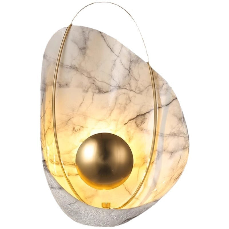 Contemporary Creative Shell Oval Resin Iron LED Wall Sconce Lamp For Living Room