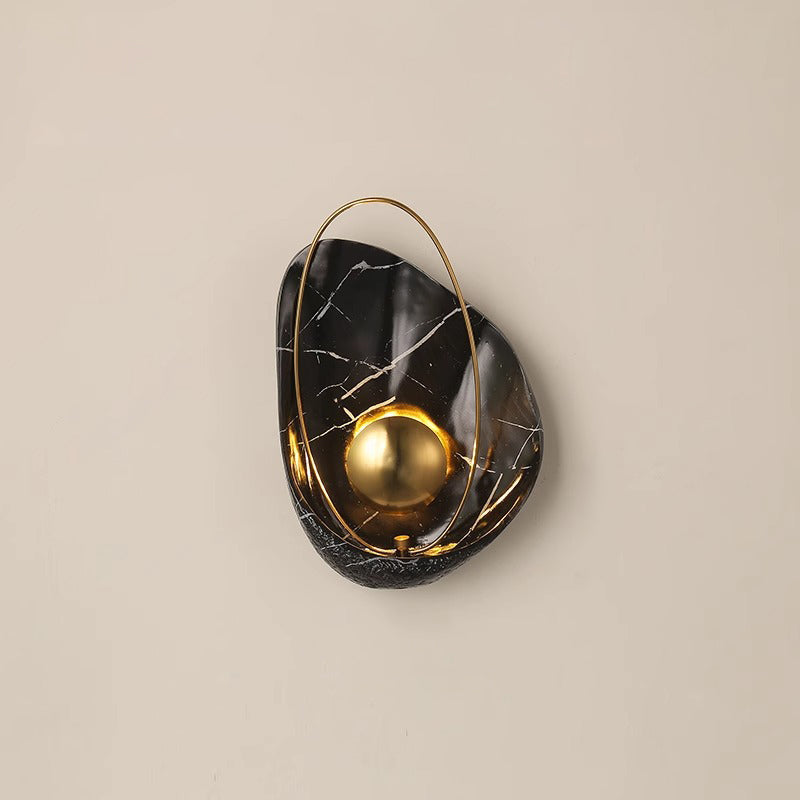 Contemporary Creative Shell Oval Resin Iron LED Wall Sconce Lamp For Living Room