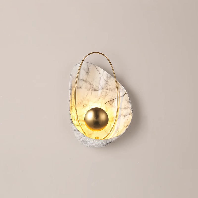 Contemporary Creative Shell Oval Resin Iron LED Wall Sconce Lamp For Living Room