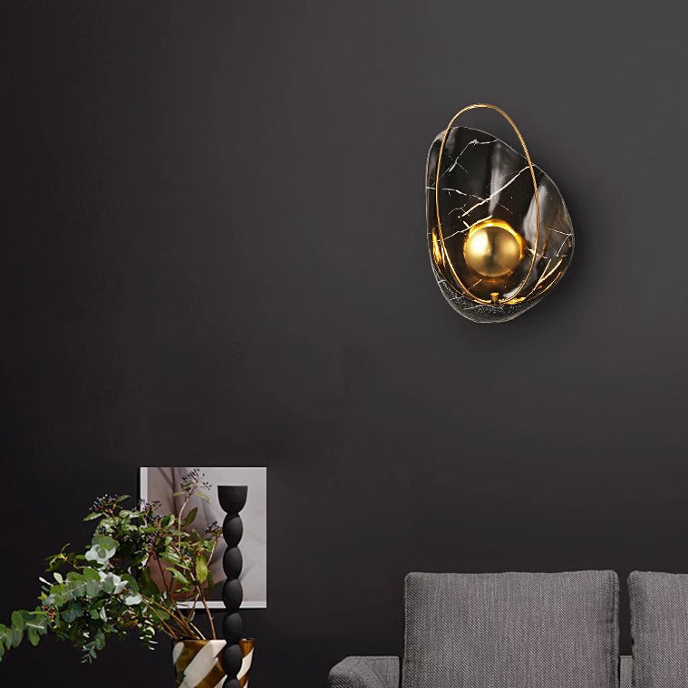 Contemporary Creative Shell Oval Resin Iron LED Wall Sconce Lamp For Living Room