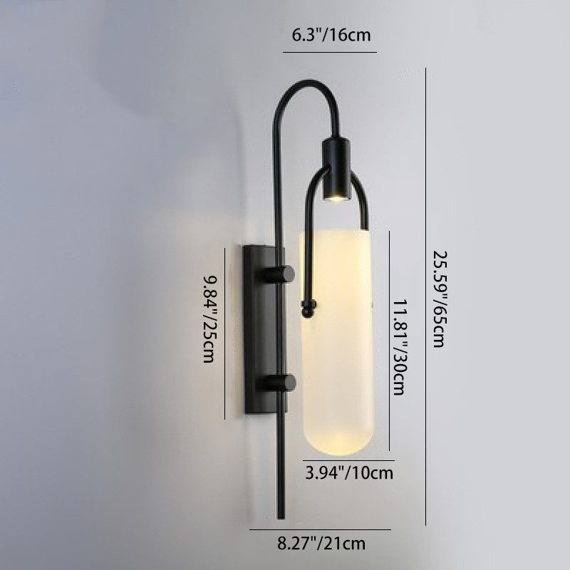 Modern Simplicity Cylinder Iron Glass LED Wall Sconce Lamp For Living Room