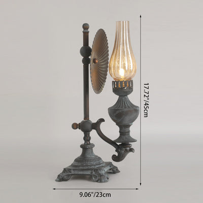 Contemporary Industrial Bottle Iron Glass 1-Light Table Lamp For Bedroom