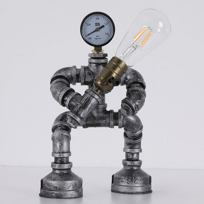 Contemporary Creative Robot Iron Glass 1-Light Table Lamp For Bedroom