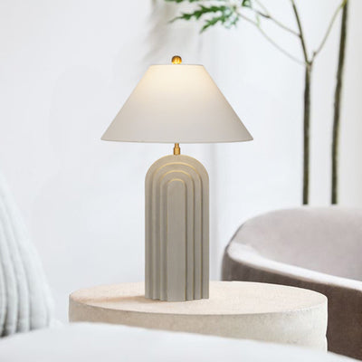 Modern Simplicity Frustum Cone Resin Fabric Metal 1-Light Table Lamp For Bedroom