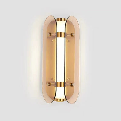 Modern Art Deco Oval Copper Glass LED Wall Sconce Lamp For Living Room