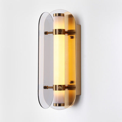 Modern Art Deco Oval Copper Glass LED Wall Sconce Lamp For Living Room