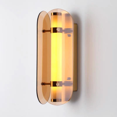 Modern Art Deco Oval Copper Glass LED Wall Sconce Lamp For Living Room