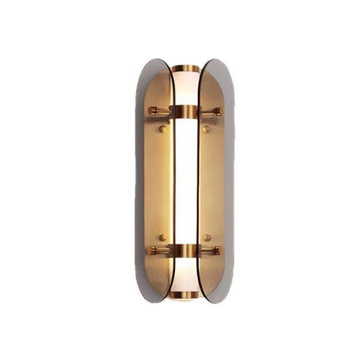 Modern Art Deco Oval Copper Glass LED Wall Sconce Lamp For Living Room