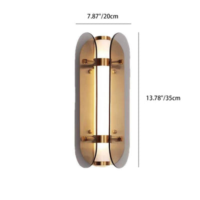 Modern Art Deco Oval Copper Glass LED Wall Sconce Lamp For Living Room