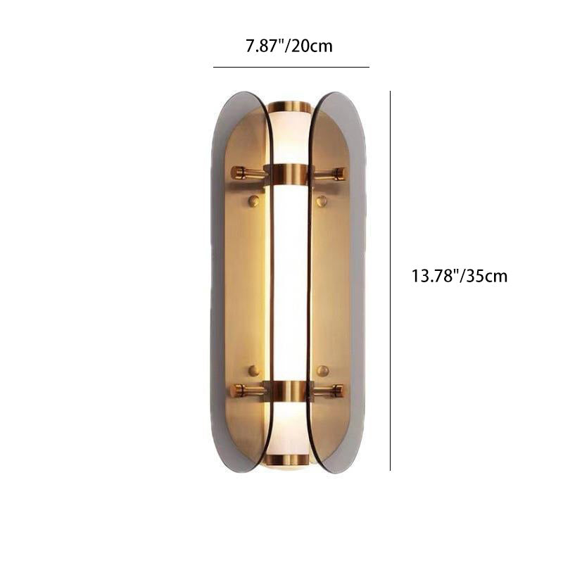 Modern Art Deco Oval Copper Glass LED Wall Sconce Lamp For Living Room