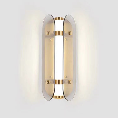 Modern Art Deco Oval Copper Glass LED Wall Sconce Lamp For Living Room