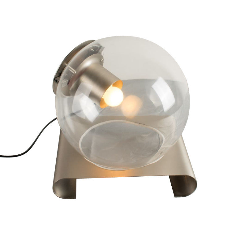 Contemporary Industrial Sphere Metal Glass 1-Light Table Lamp For Bedroom