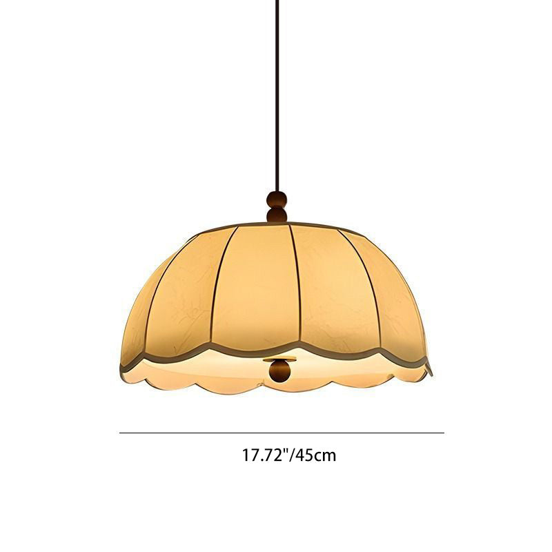 Traditional French Dome Iron Fabric LED Pendant Light For Bedroom