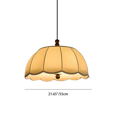 Traditional French Dome Iron Fabric LED Pendant Light For Bedroom