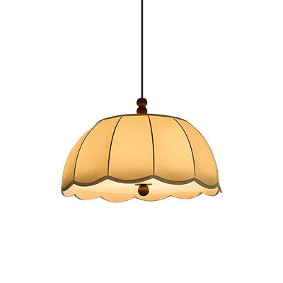 Traditional French Dome Iron Fabric LED Pendant Light For Bedroom