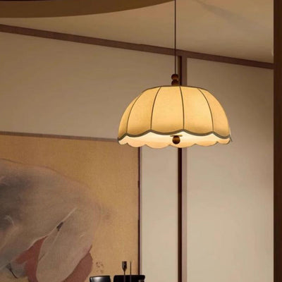 Traditional French Dome Iron Fabric LED Pendant Light For Bedroom