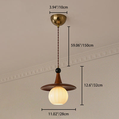 Traditional French Pumpkin Globe Iron Solid Wood Glass 1/3 Light Chandelier Island Light For Dining Room