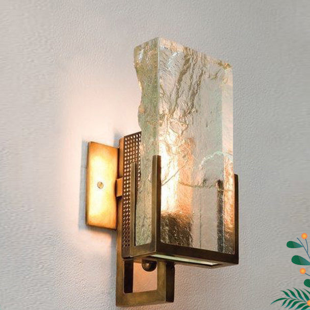 Modern Luxury Rectangular Iron Crystal 1-Light Wall Sconce Lamp For Bedroom