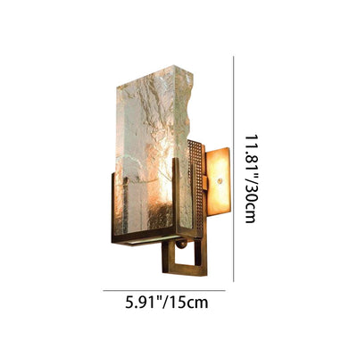 Modern Luxury Rectangular Iron Crystal 1-Light Wall Sconce Lamp For Bedroom