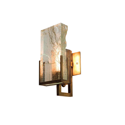 Modern Luxury Rectangular Iron Crystal 1-Light Wall Sconce Lamp For Bedroom