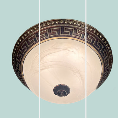 Traditional European Dome Plastic Glass 2-Light Flush Mount Ceiling Light For Bedroom