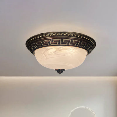 Traditional European Dome Plastic Glass 2-Light Flush Mount Ceiling Light For Bedroom