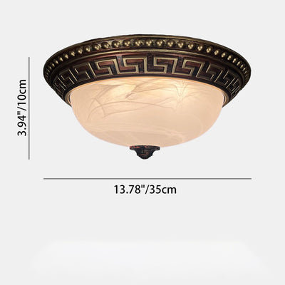 Traditional European Dome Plastic Glass 2-Light Flush Mount Ceiling Light For Bedroom