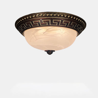 Traditional European Dome Plastic Glass 2-Light Flush Mount Ceiling Light For Bedroom