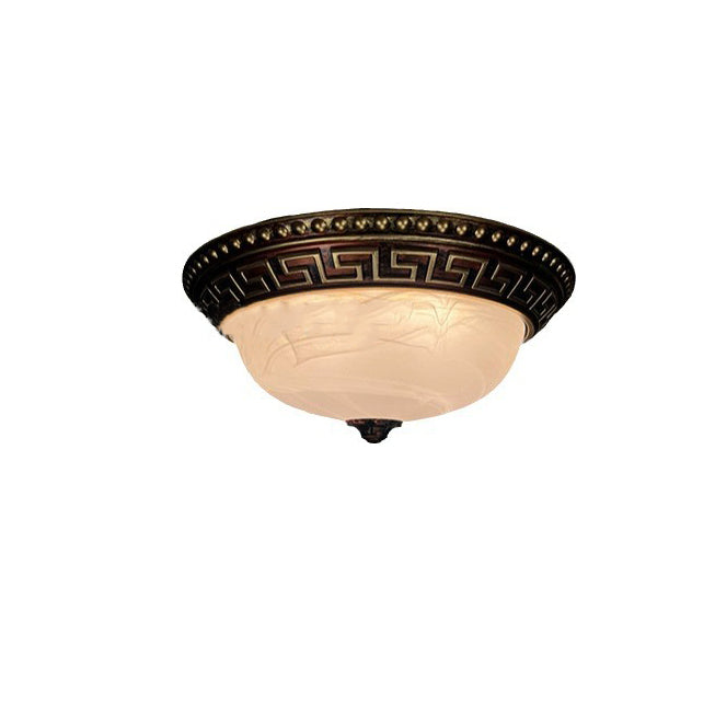 Traditional European Dome Plastic Glass 2-Light Flush Mount Ceiling Light For Bedroom