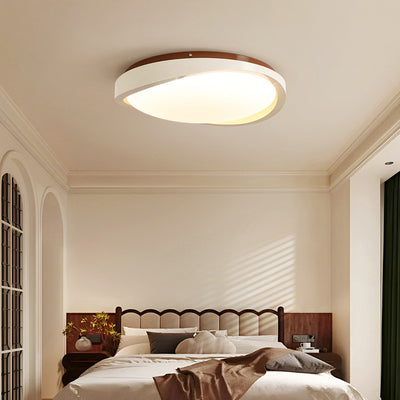 Traditional French Round Iron Acrylic LED Semi-Flush Mount Ceiling Light For Bedroom