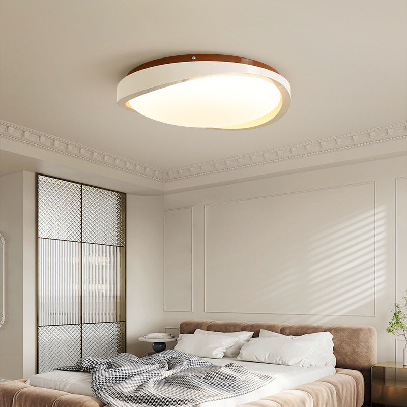 Traditional French Round Iron Acrylic LED Semi-Flush Mount Ceiling Light For Bedroom