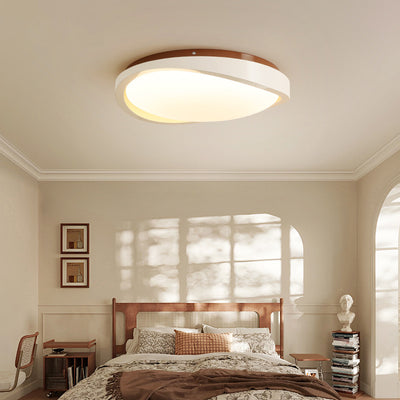 Traditional French Round Iron Acrylic LED Semi-Flush Mount Ceiling Light For Bedroom