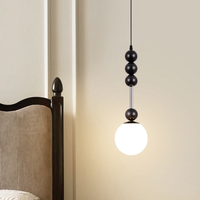 Traditional French Modo Globe Iron Glass 1-Light Pendant Light For Bedroom