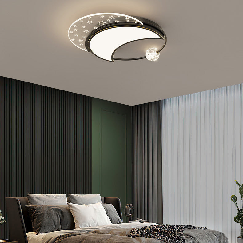 Modern Eclectic Square Copper Acrylic Crystal LED Flush Mount Ceiling Light For Bedroom