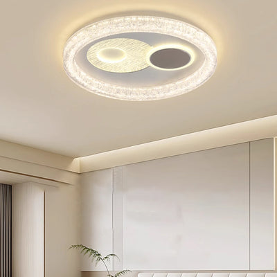 Modern Eclectic Round Iron PE LED Flush Mount Ceiling Light For Bedroom