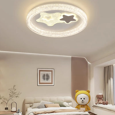 Modern Eclectic Round Iron PE LED Flush Mount Ceiling Light For Bedroom